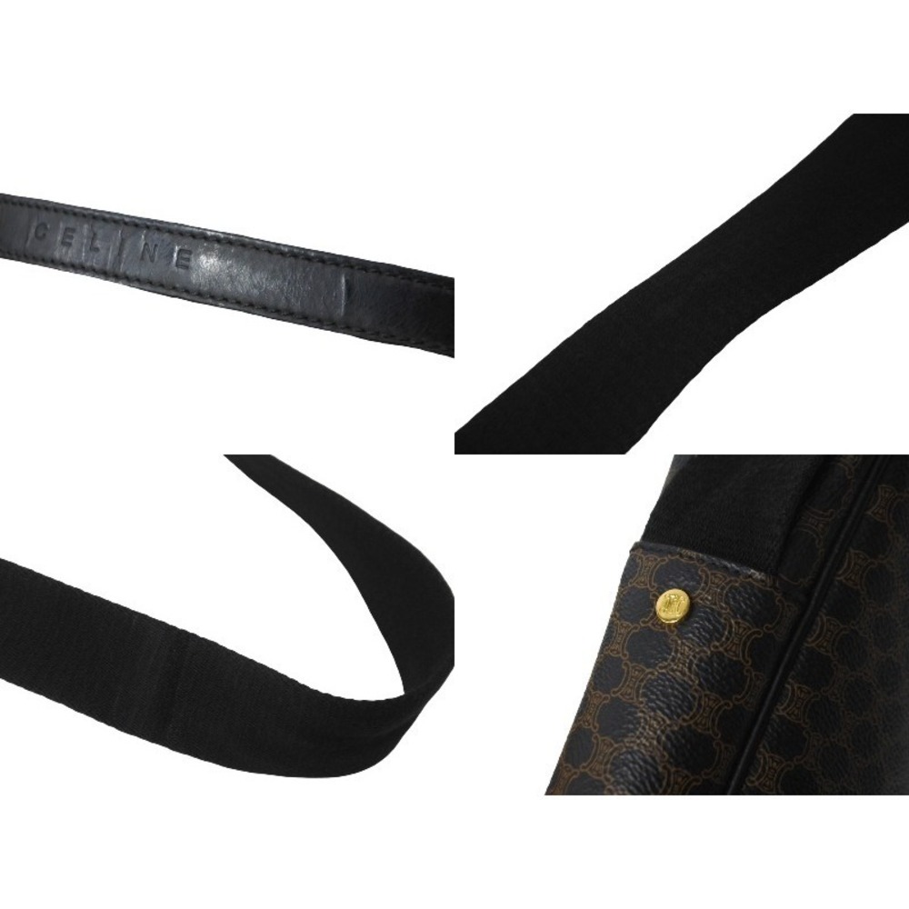 CELINE Macadam Shoulder Bag Brown Black Logo Crossbody Leather - Picture 5 of 8